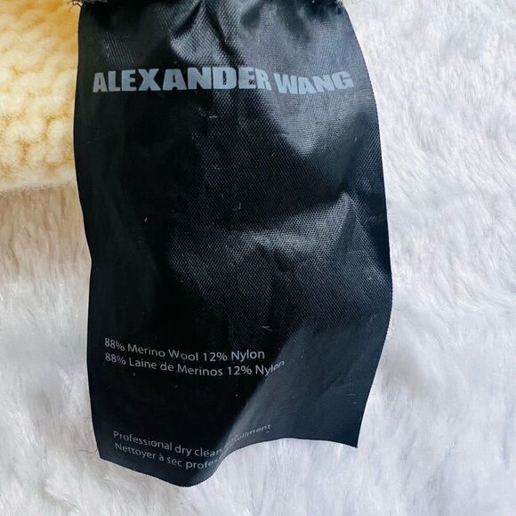 Alexander Wang Womens Zipper Cream Knit Asymmetric Merino Wool Blend Sweater Med - Picture 4 of 10